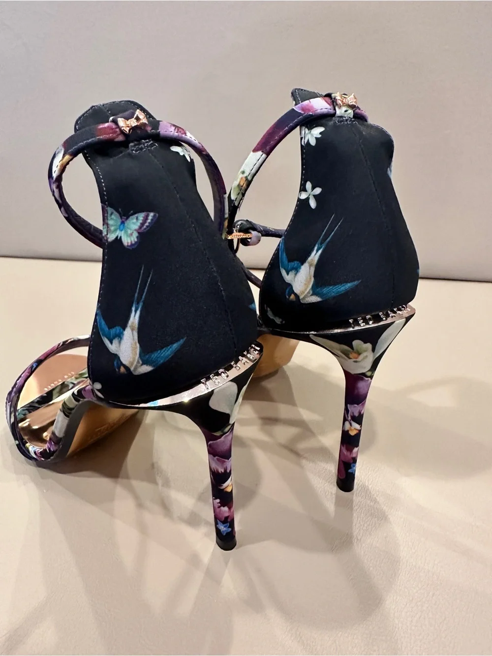 Ted Baker London Purple Floral Ankle-Strap Stiletto Heels - Picture 4 of 10